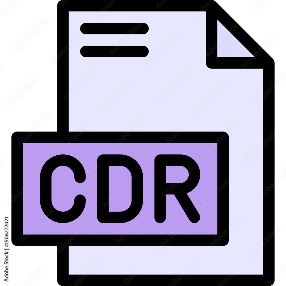 Poster cdr file format vector icon, isolated on abstract background. lineal color icon.