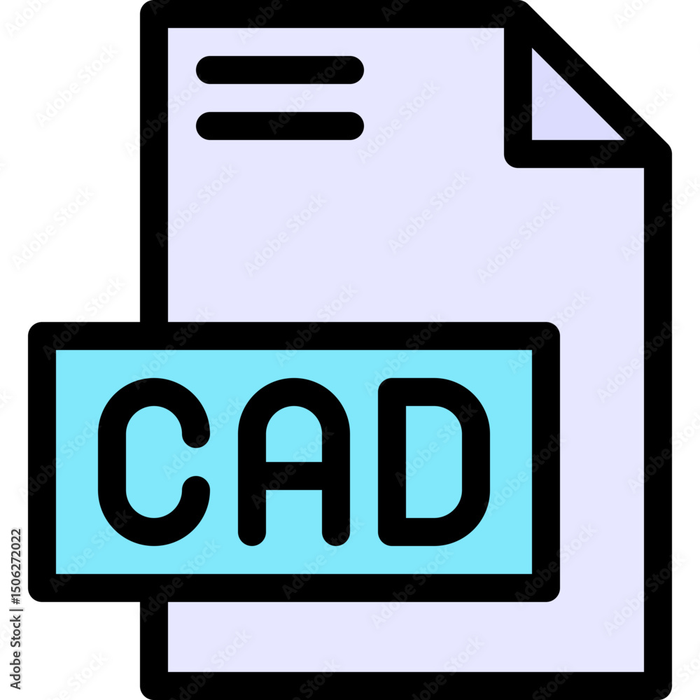 Poster cad file format vector icon, isolated on abstract background. lineal color icon.