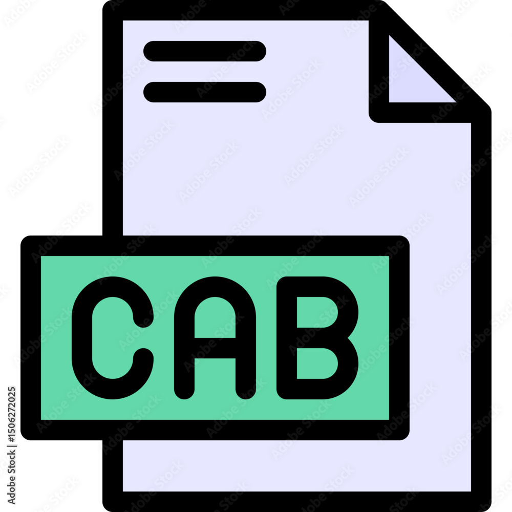 Poster cab file format vector icon, isolated on abstract background. lineal color icon.