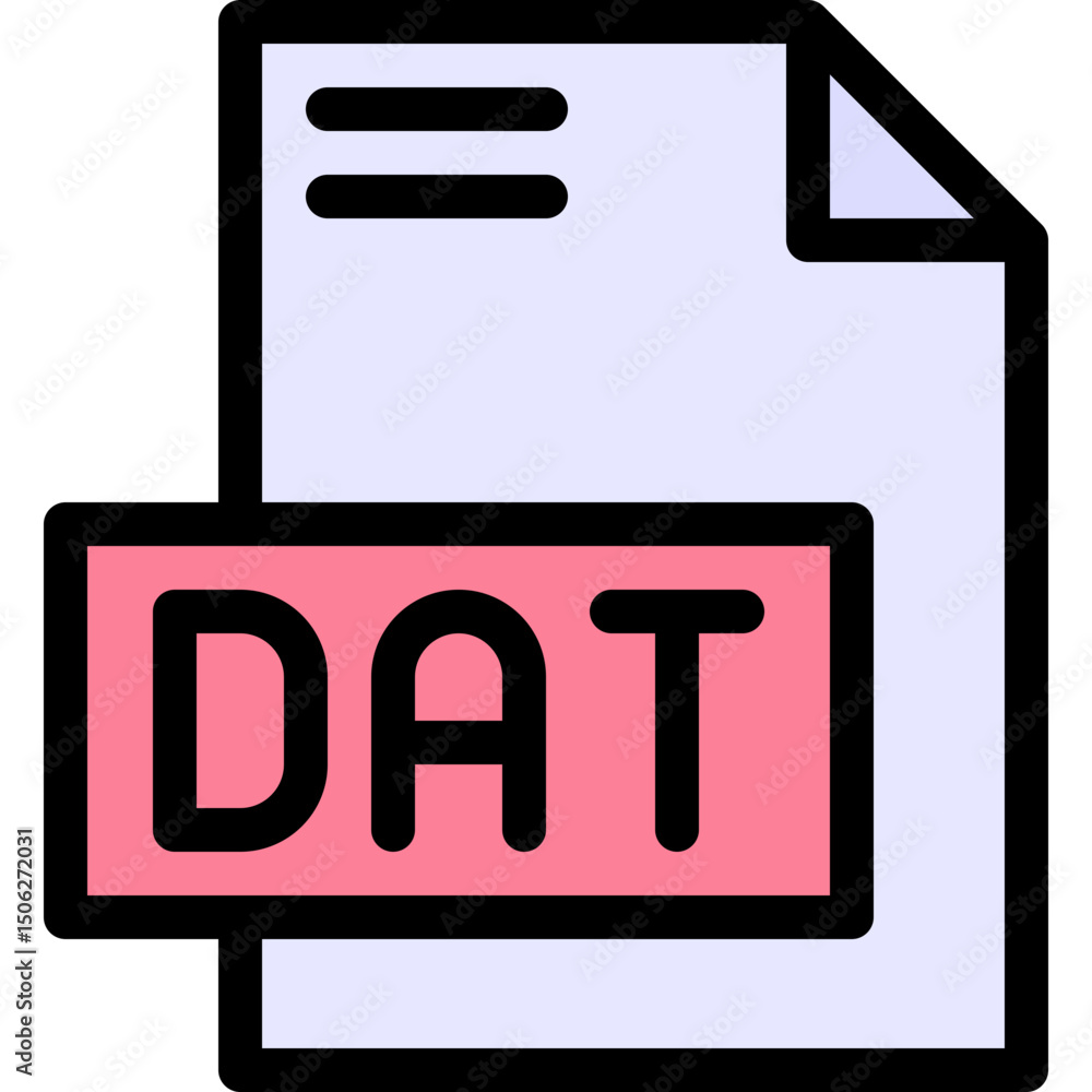 Poster dat file format vector icon, isolated on abstract background. lineal color icon.