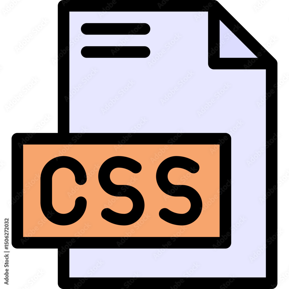 Poster css file format vector icon, isolated on abstract background. lineal color icon.