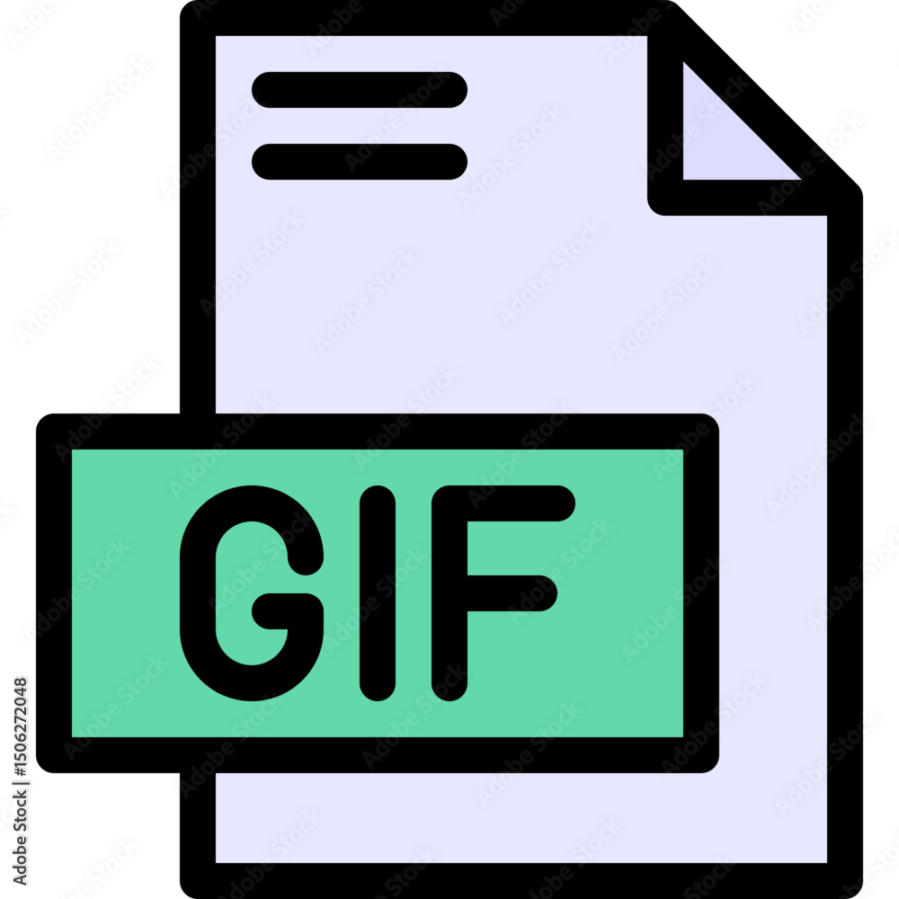 Poster gif file format vector icon, isolated on abstract background. lineal color icon.
