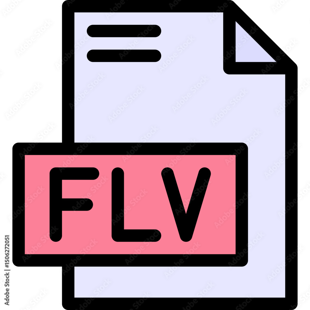 Poster flv file format vector icon, isolated on abstract background. lineal color icon.