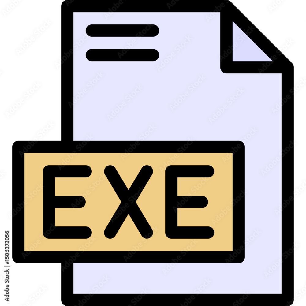 Poster exe file format vector icon, isolated on abstract background. lineal color icon.
