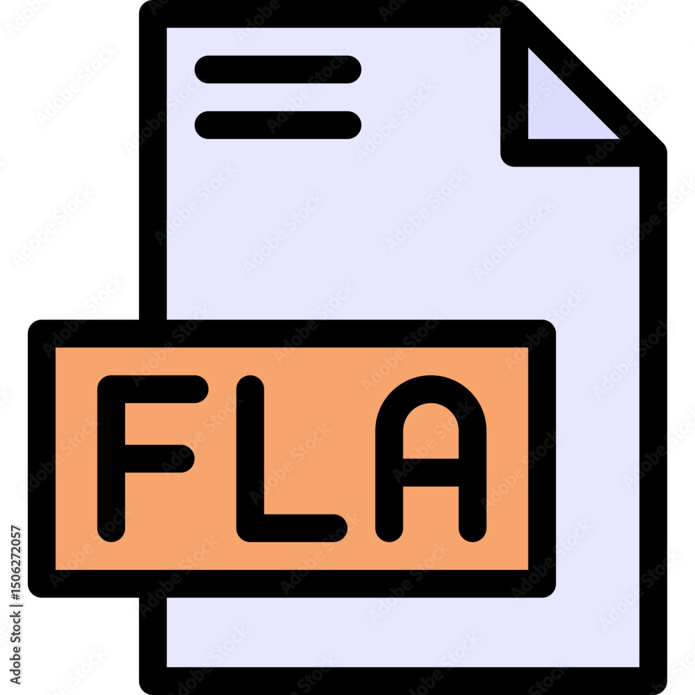Poster fla file format vector icon, isolated on abstract background. lineal color icon.