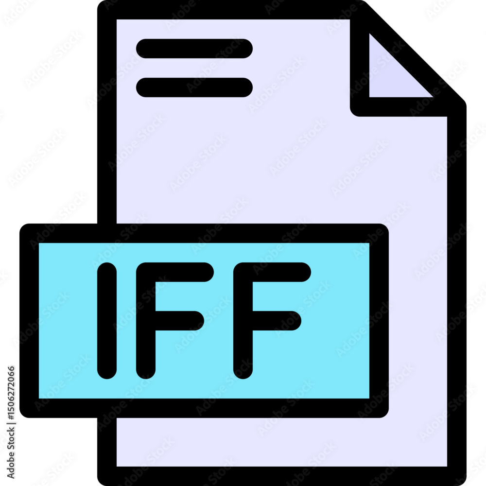 Poster iff file format vector icon, isolated on abstract background. lineal color icon.