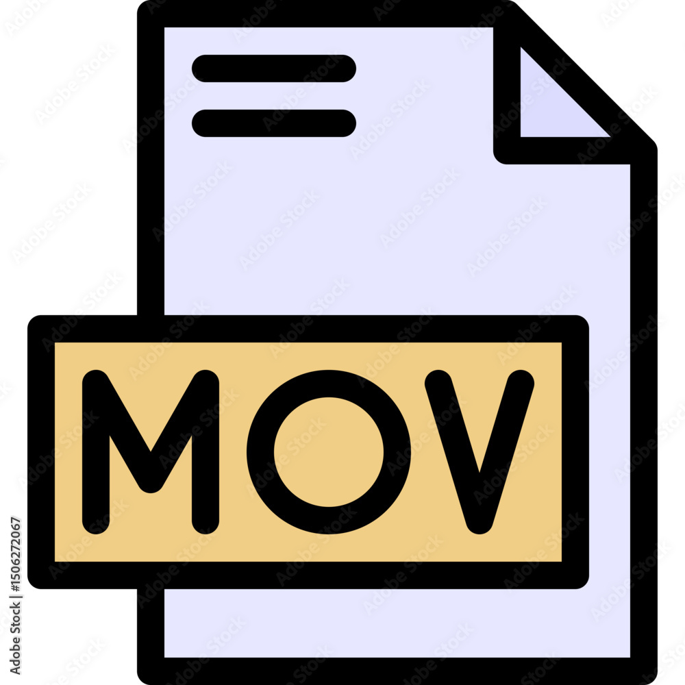 Poster mov file format vector icon, isolated on abstract background. lineal color icon.