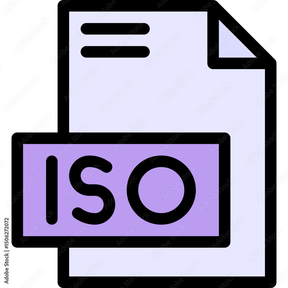 Poster iso file format vector icon, isolated on abstract background. lineal color icon.