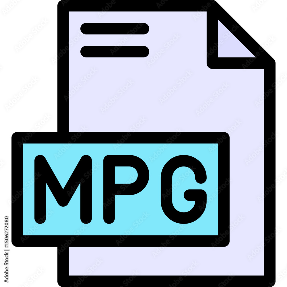 Poster mpg file format vector icon, isolated on abstract background. lineal color icon.