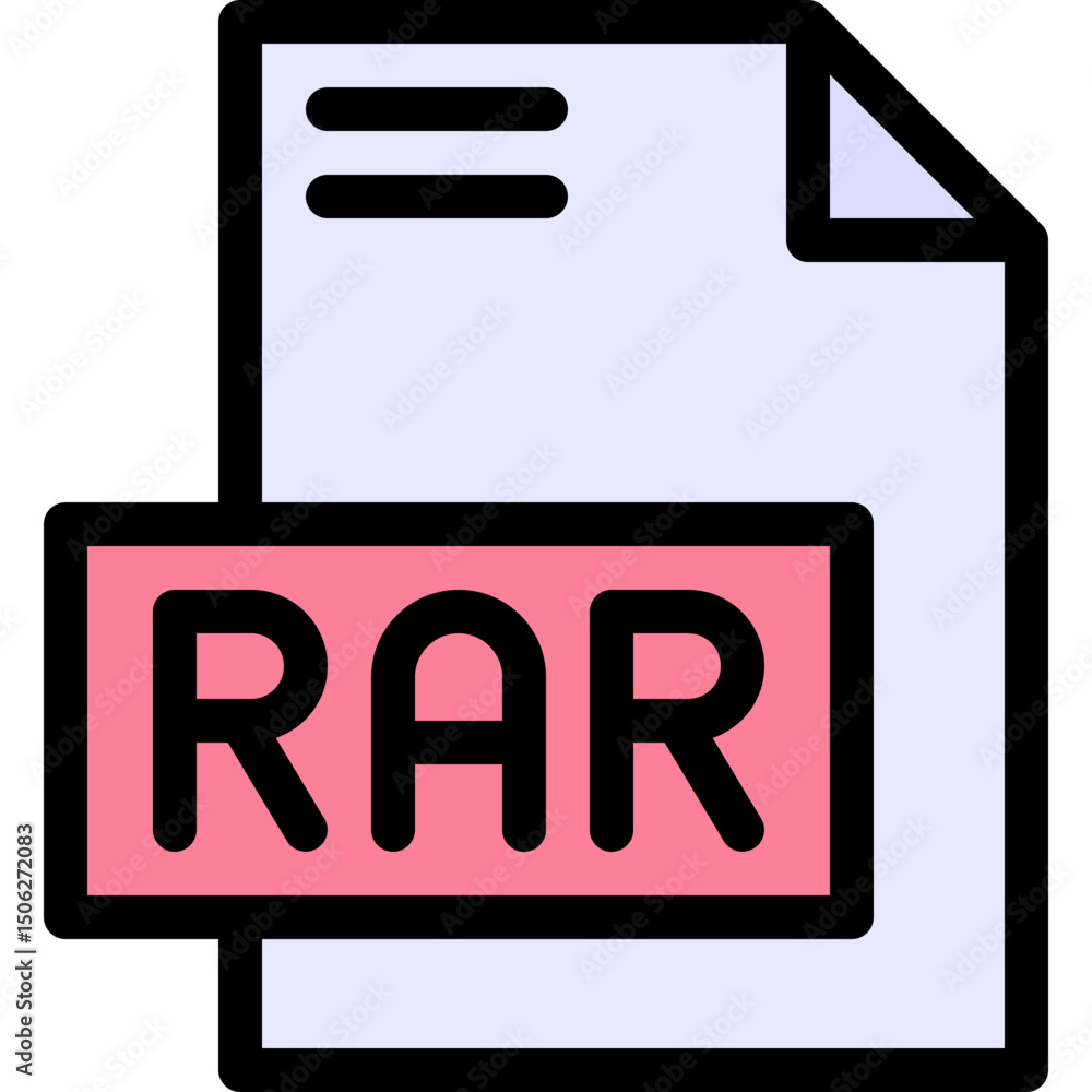 Poster rar file format vector icon, isolated on abstract background. lineal color icon.