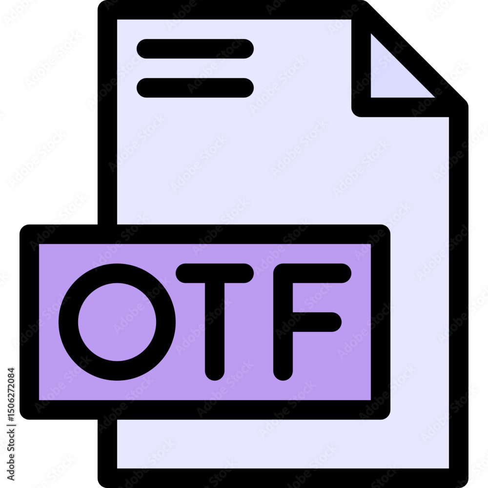 Poster otf file format vector icon, isolated on abstract background. lineal color icon.