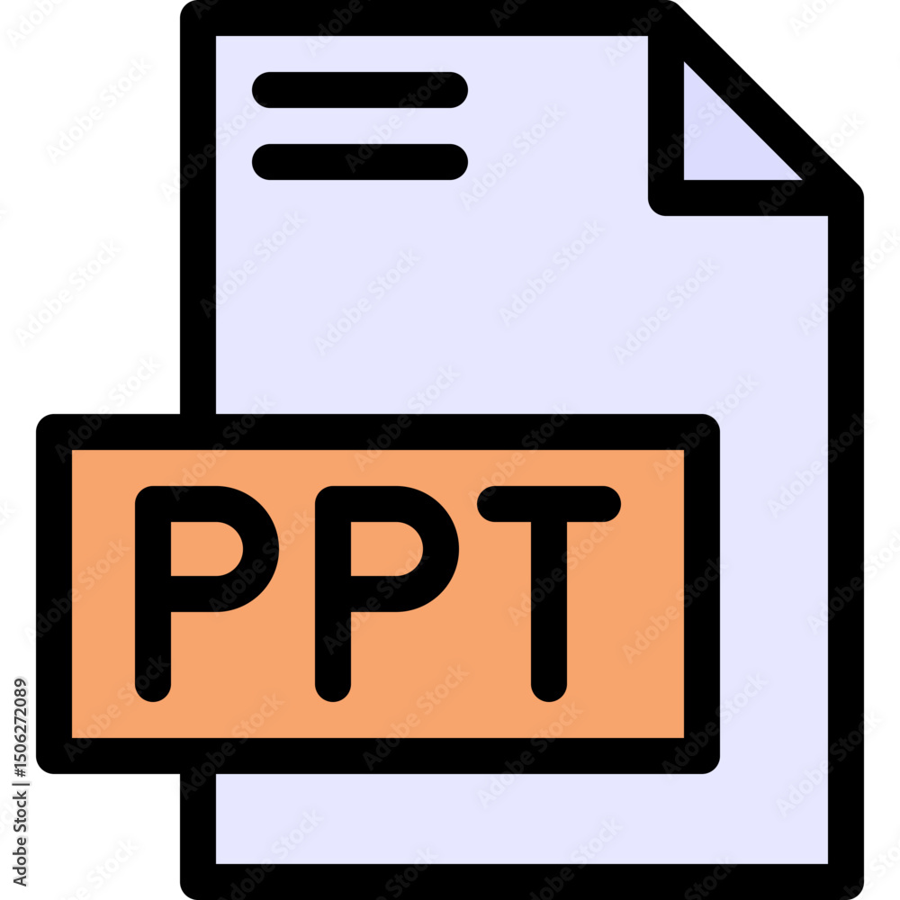 Poster ppt file format vector icon, isolated on abstract background. lineal color icon.