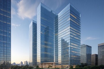 Fototapeta premium Modern Glass Administrative Towers and Executive Office Buildings