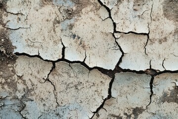 Cracked surface shows dry soil patterns