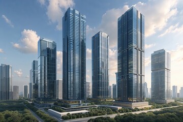 Modern Urban Design Featuring Sky-High Corporate Tower Clusters