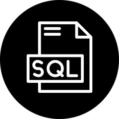 SQL File Format Vector Icon, Isolated On Abstract Background. Circular Icon.