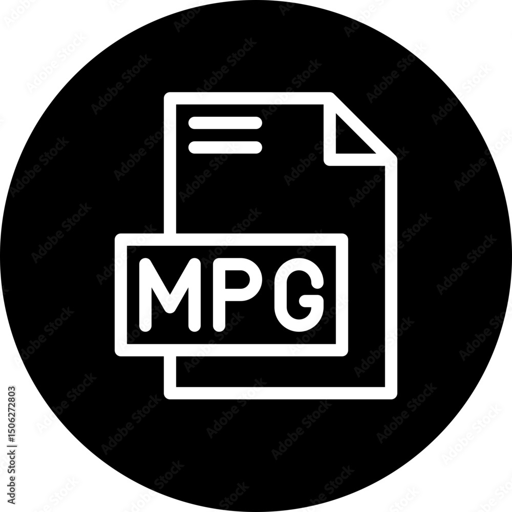 Fototapete mpg file format vector icon, isolated on abstract background. circular icon.