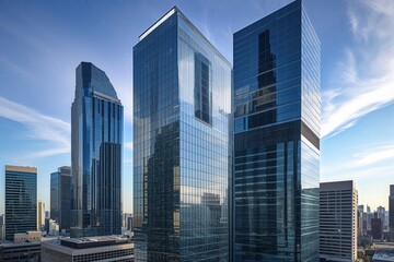 Fototapeta premium Shimmering Skyscrapers and Contemporary Office Architecture
