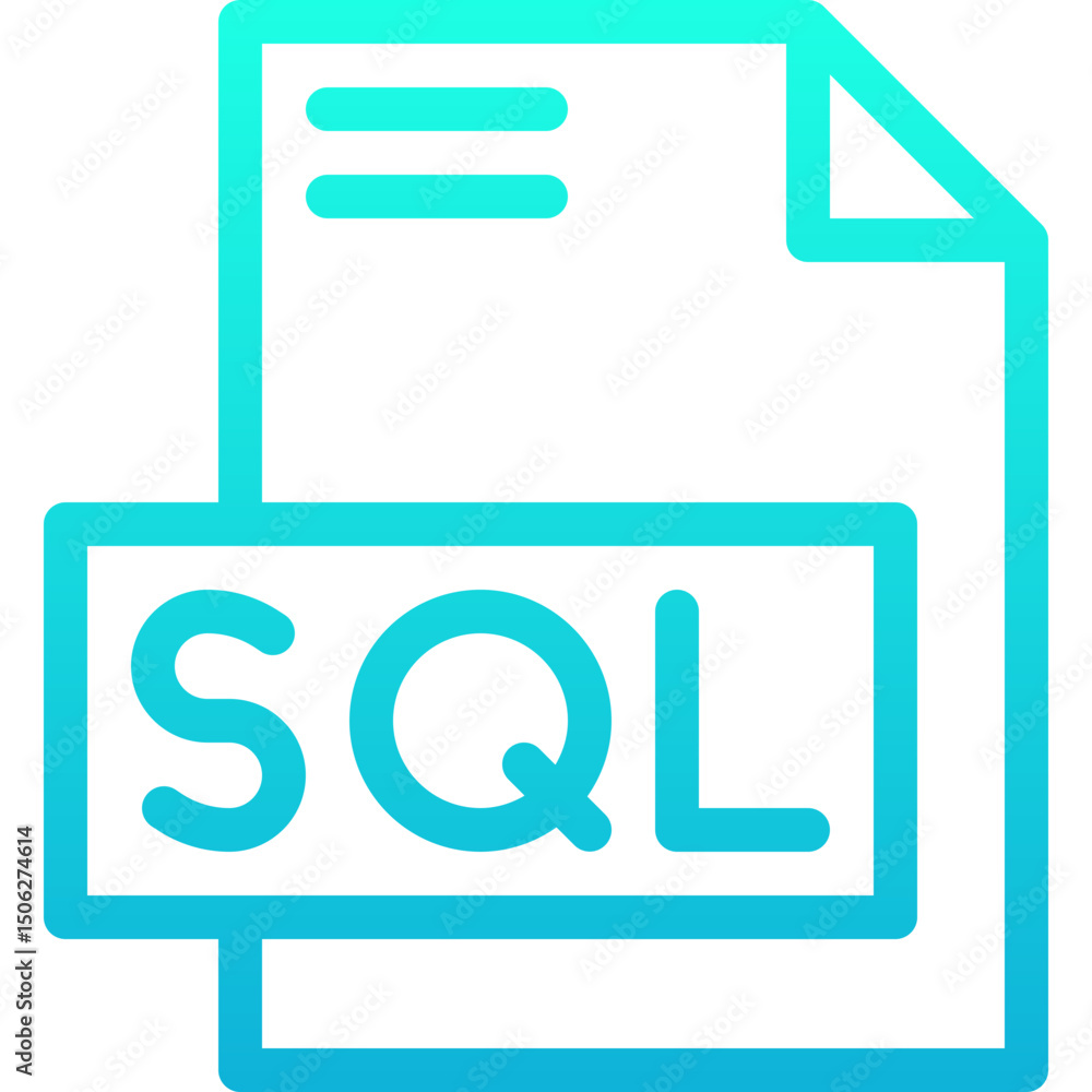 Fototapete sql file format vector icon, isolated on abstract background. lineal gradient icon.