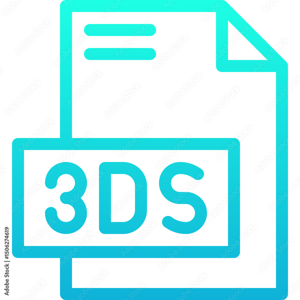 Poster 3ds file format vector icon, isolated on abstract background. lineal gradient icon.