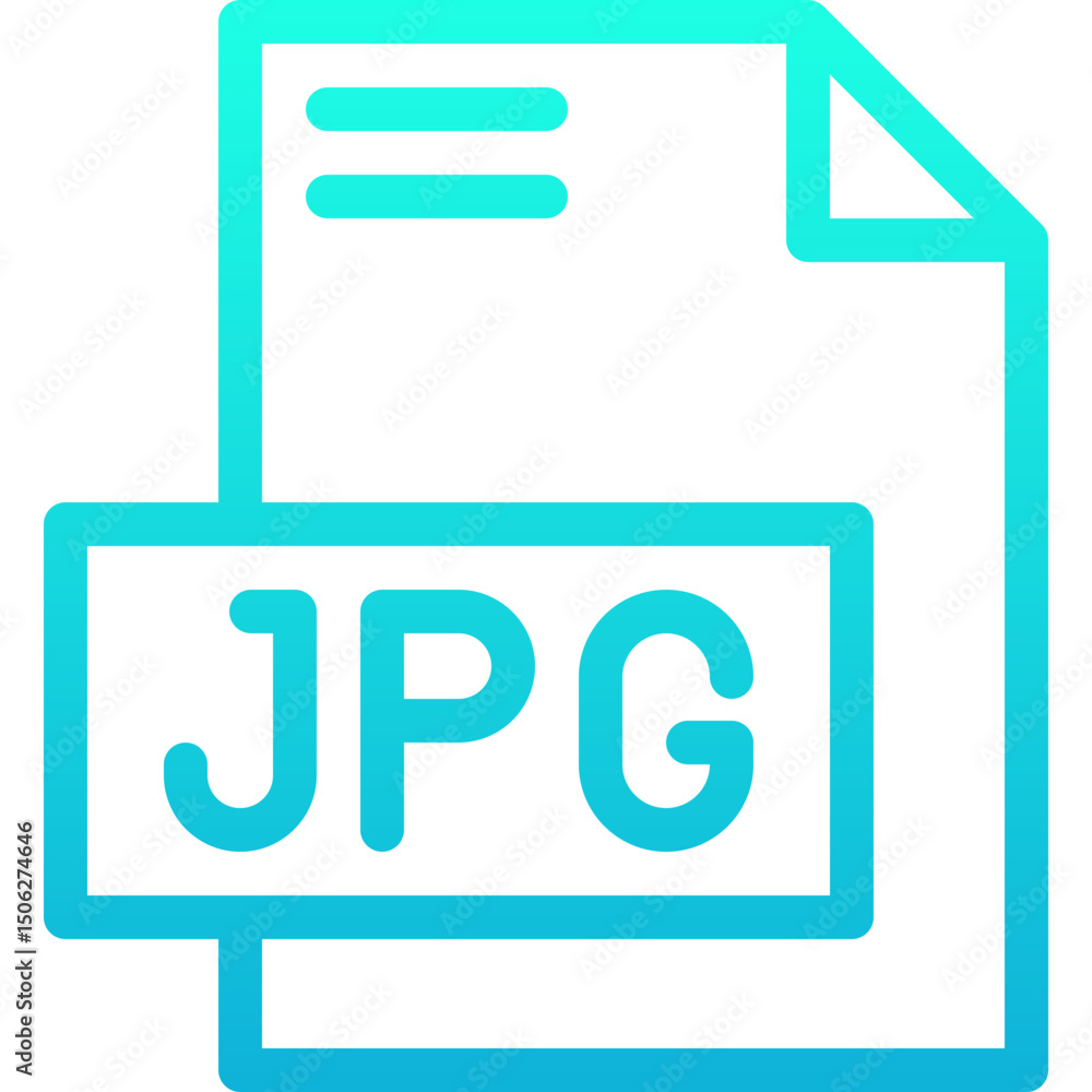 Poster jpg file format vector icon, isolated on abstract background. lineal gradient icon.