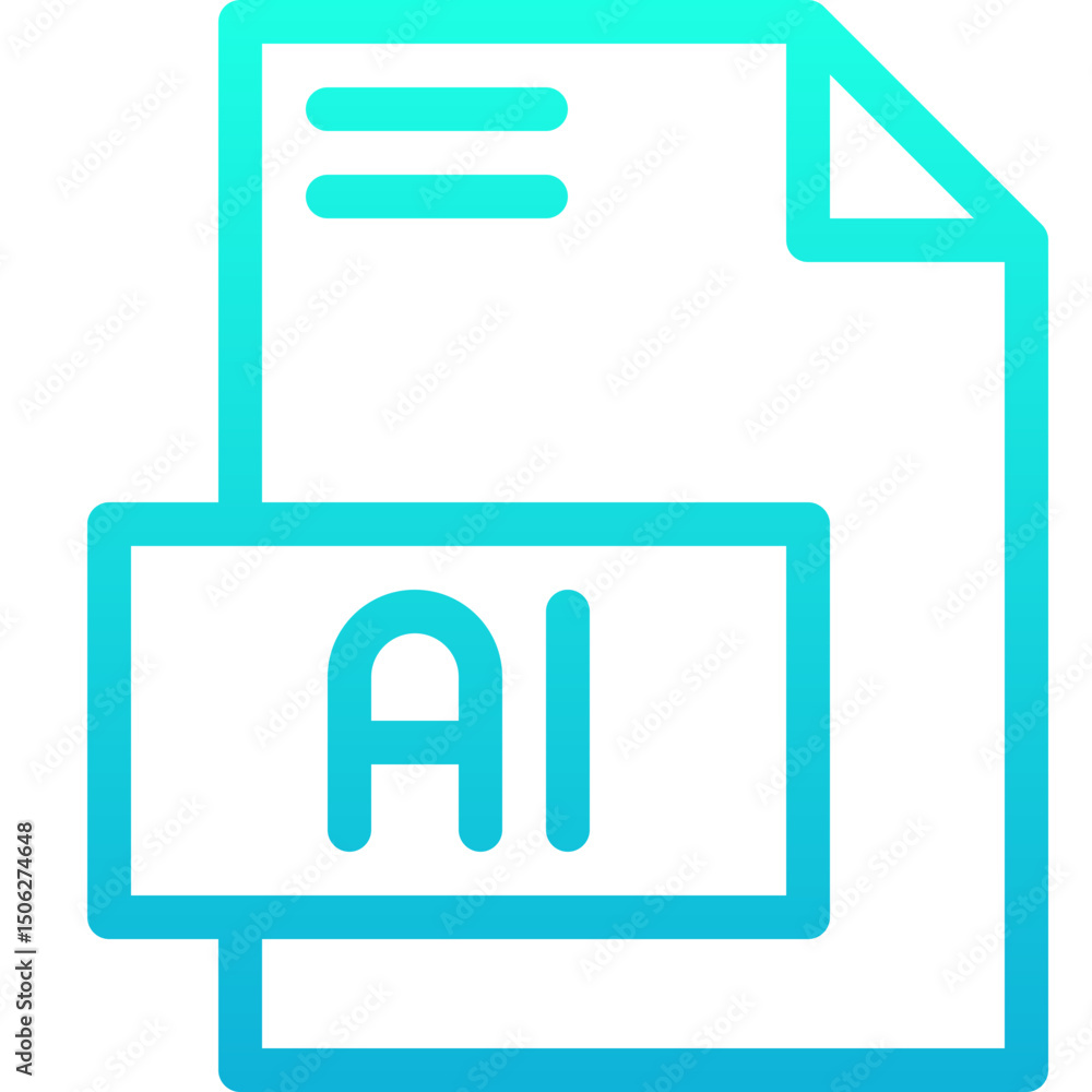 Poster ai file format vector icon, isolated on abstract background. lineal gradient icon.