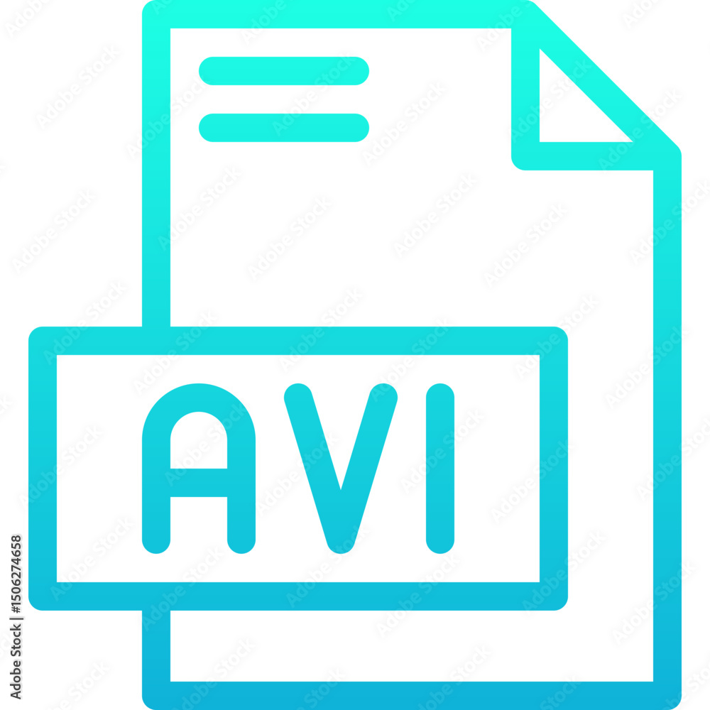 Poster avi file format vector icon, isolated on abstract background. lineal gradient icon.