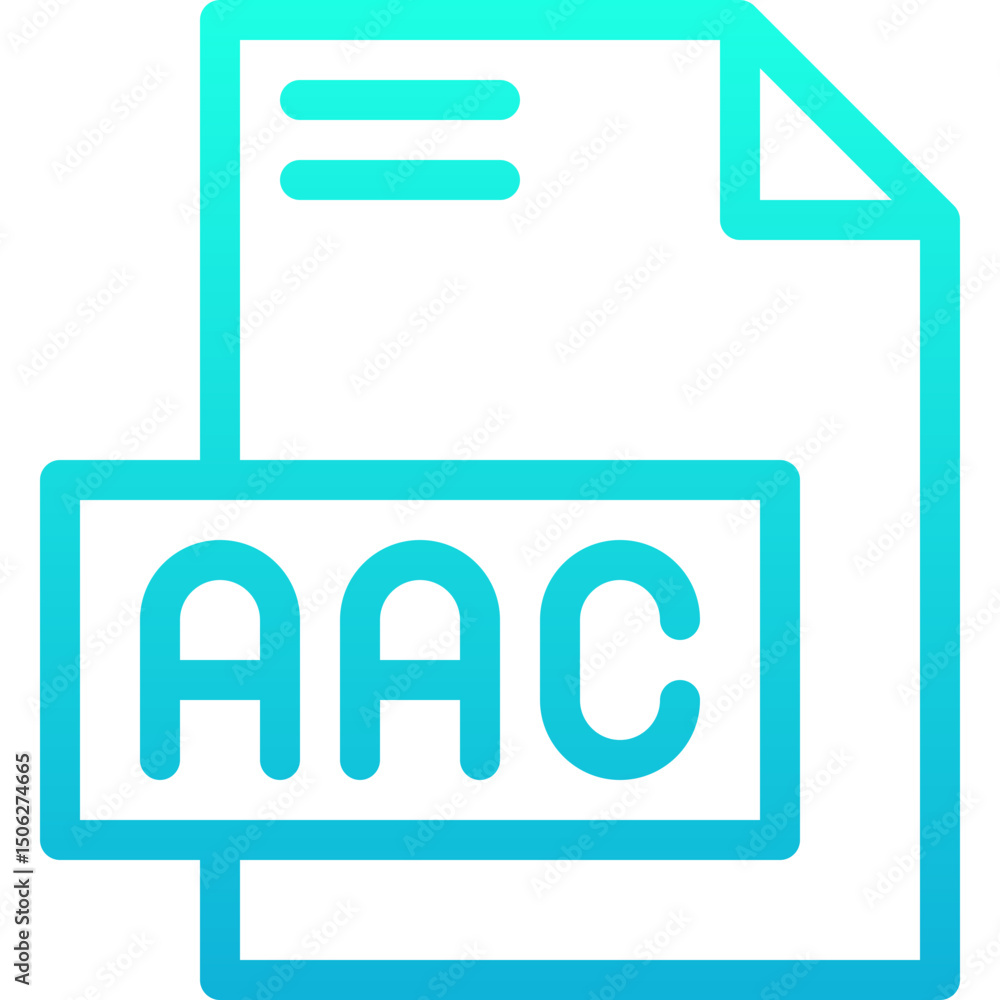 Poster aac file format vector icon, isolated on abstract background. lineal gradient icon.