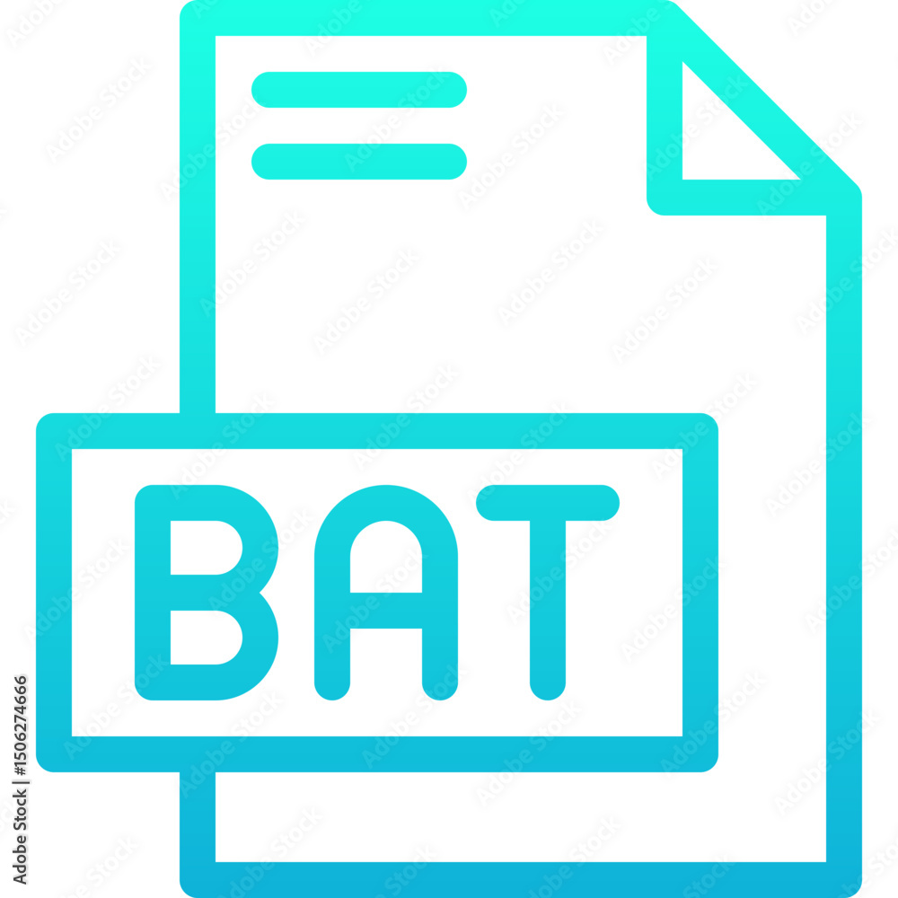 Poster bat file format vector icon, isolated on abstract background. lineal gradient icon.
