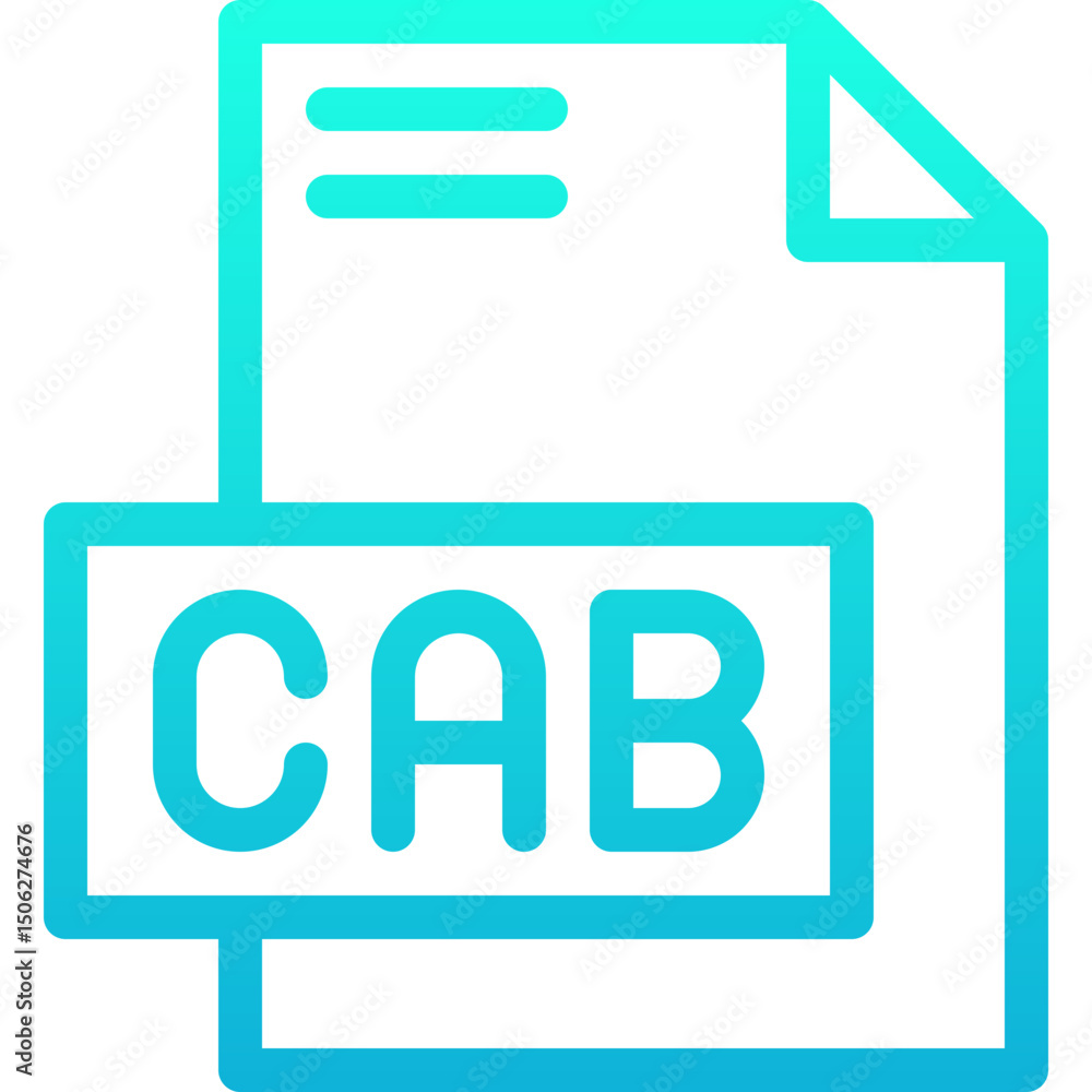 Poster cab file format vector icon, isolated on abstract background. lineal gradient icon.