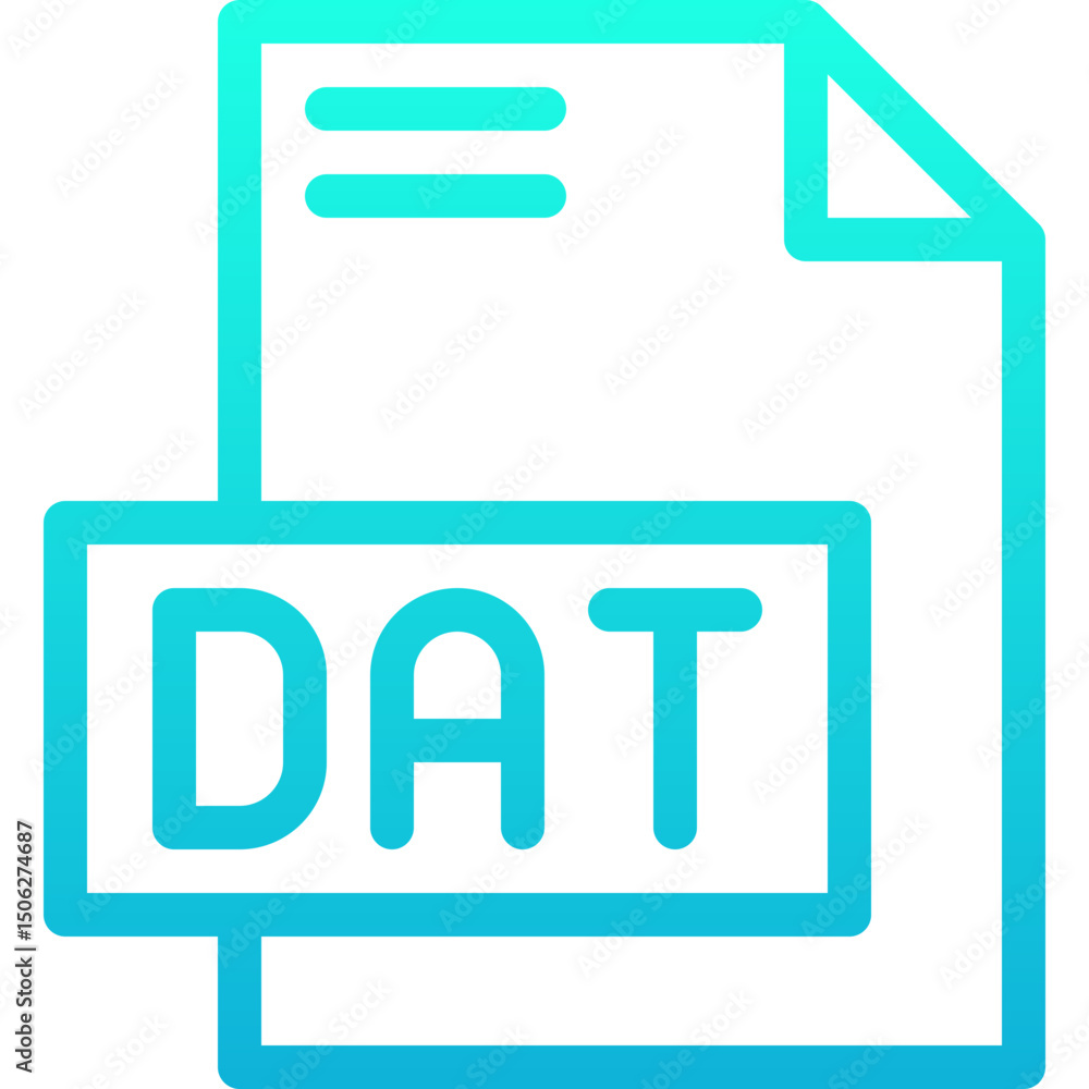 Poster dat file format vector icon, isolated on abstract background. lineal gradient icon.