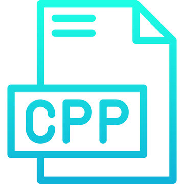 CPP File Format Vector Icon, Isolated On Abstract Background. Lineal gradient icon.