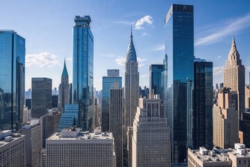 Manhattan Financial District Corporate Offices Urban Skyscrapers Dynamic City Skyline Exterior View