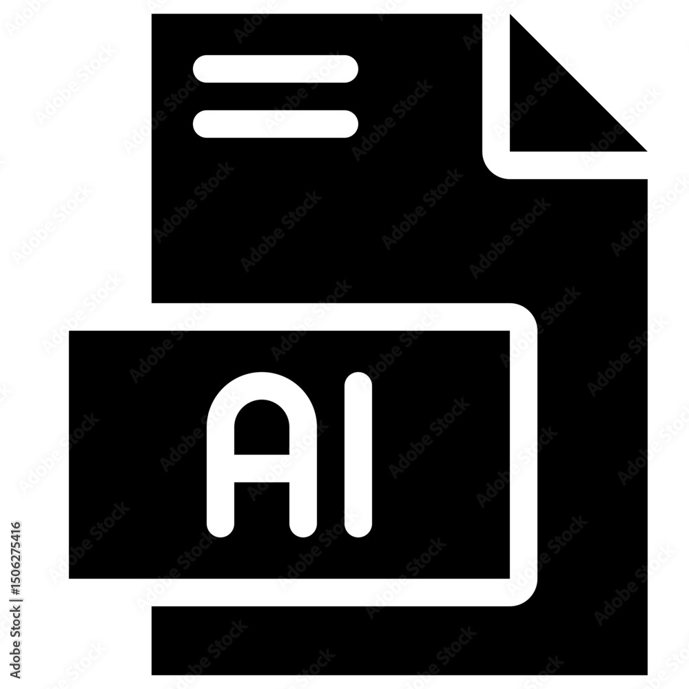 Poster ai file format vector icon, isolated on abstract background. silhouette icon.