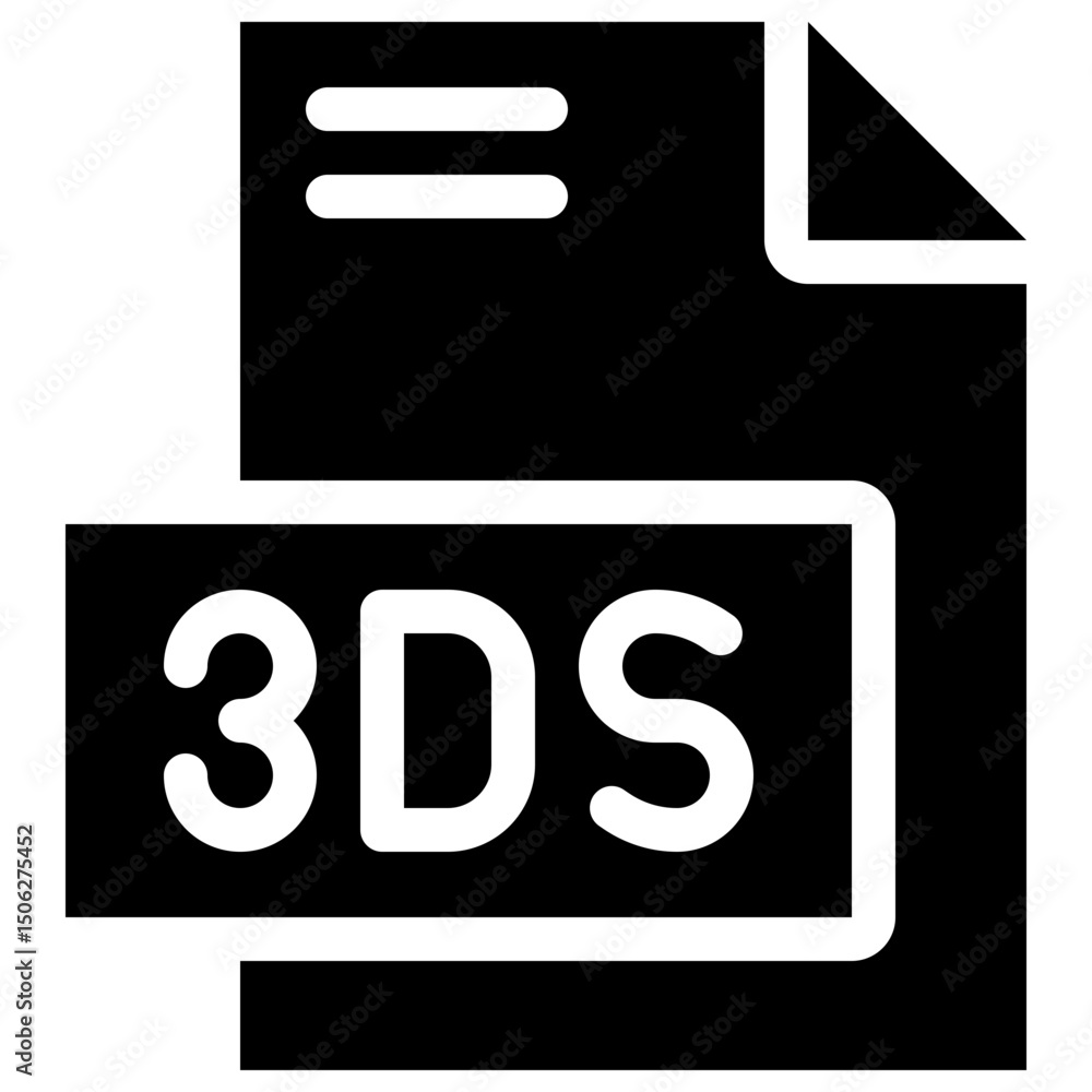 Poster 3ds file format vector icon, isolated on abstract background. silhouette icon.