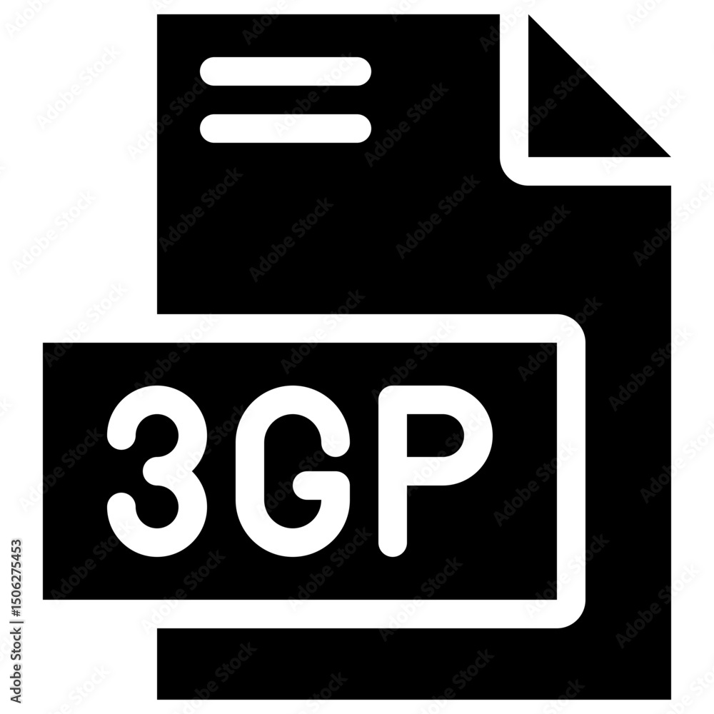 Poster 3gp file format vector icon, isolated on abstract background. silhouette icon.