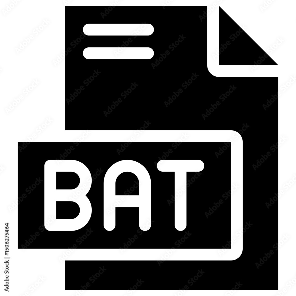 Poster bat file format vector icon, isolated on abstract background. silhouette icon.
