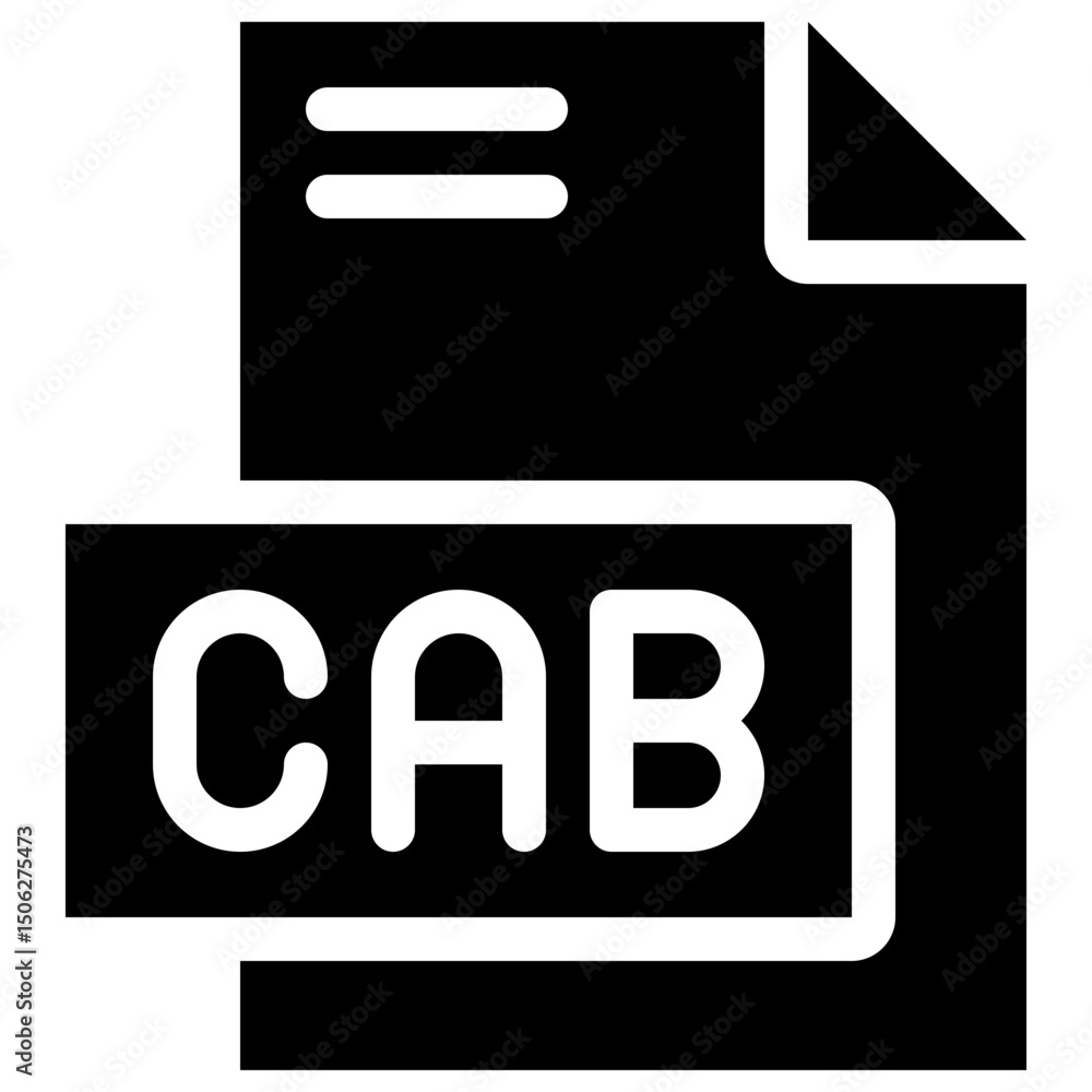 Poster cab file format vector icon, isolated on abstract background. silhouette icon.