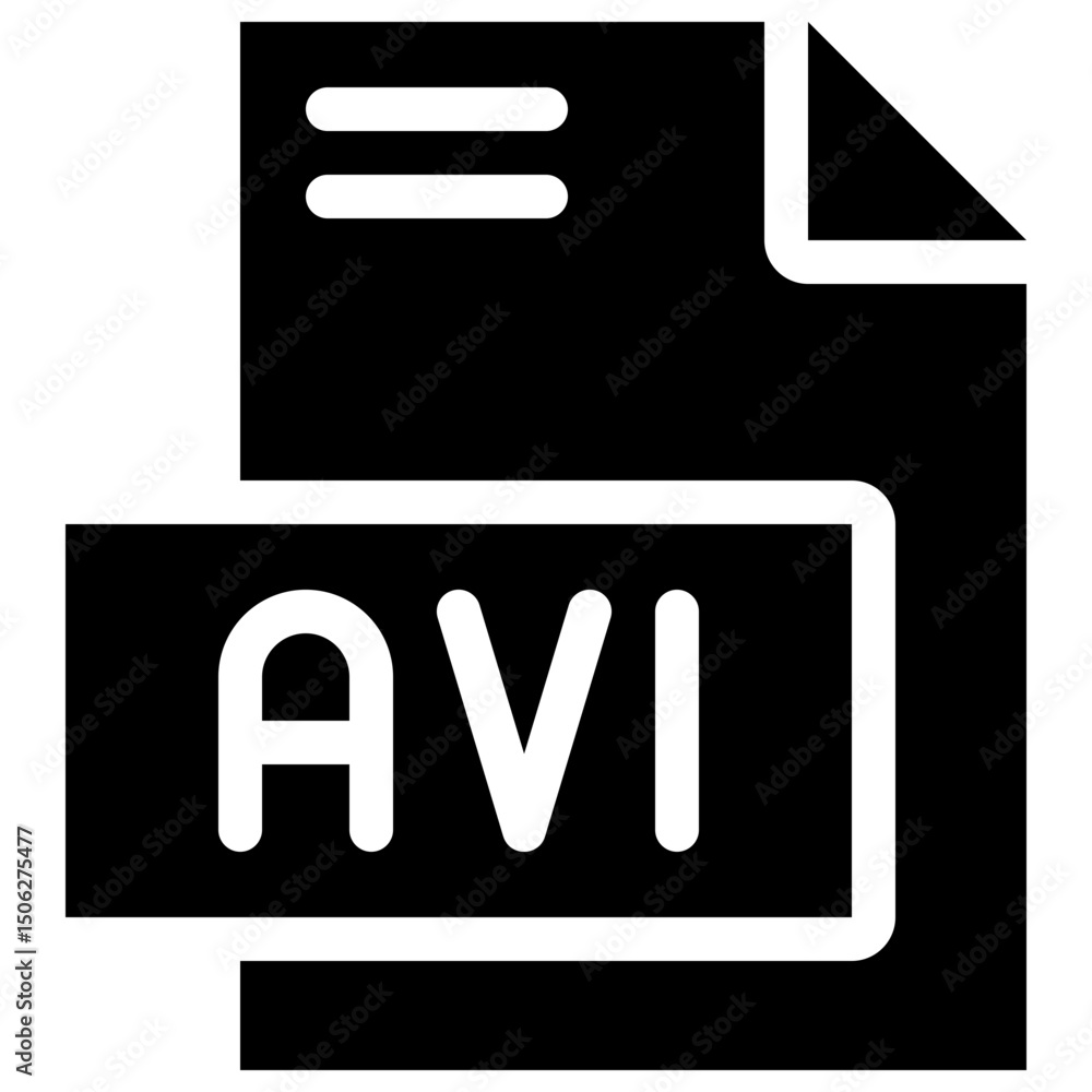 Poster avi file format vector icon, isolated on abstract background. silhouette icon.