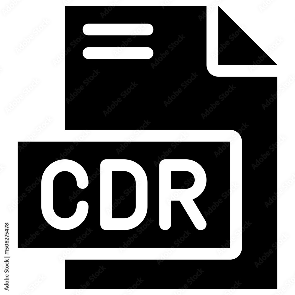 Poster cdr file format vector icon, isolated on abstract background. silhouette icon.