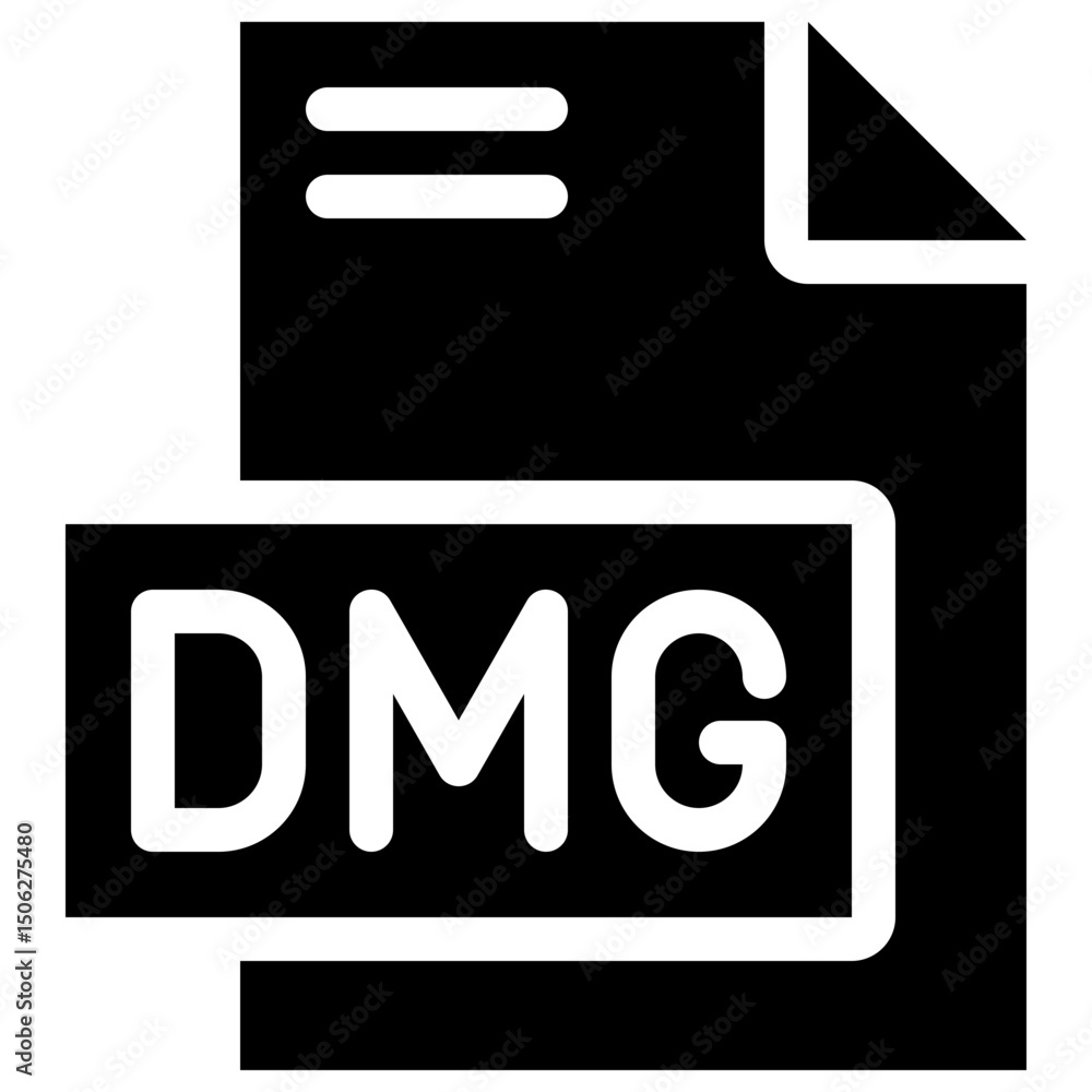 Poster dmg file format vector icon, isolated on abstract background. silhouette icon.