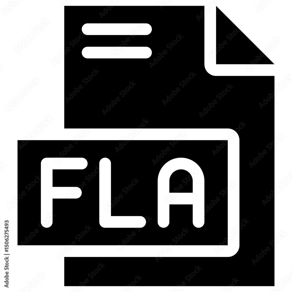 Poster fla file format vector icon, isolated on abstract background. silhouette icon.