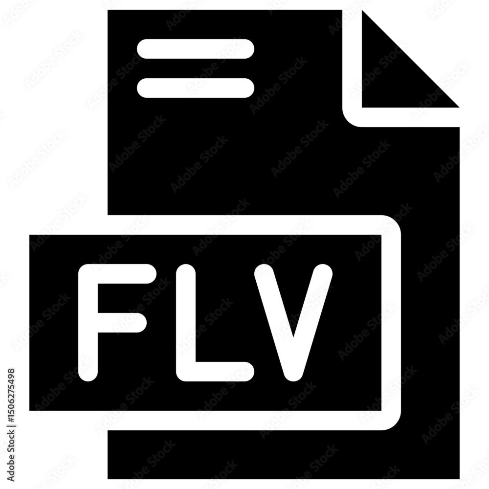 Poster flv file format vector icon, isolated on abstract background. silhouette icon.