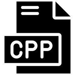 CPP File Format Vector Icon, Isolated On Abstract Background.  Silhouette Icon.
