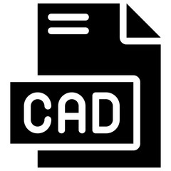 CAD File Format Vector Icon, Isolated On Abstract Background.  Silhouette Icon.