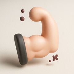 3d model of a bicep with brown spheres and an x near it.