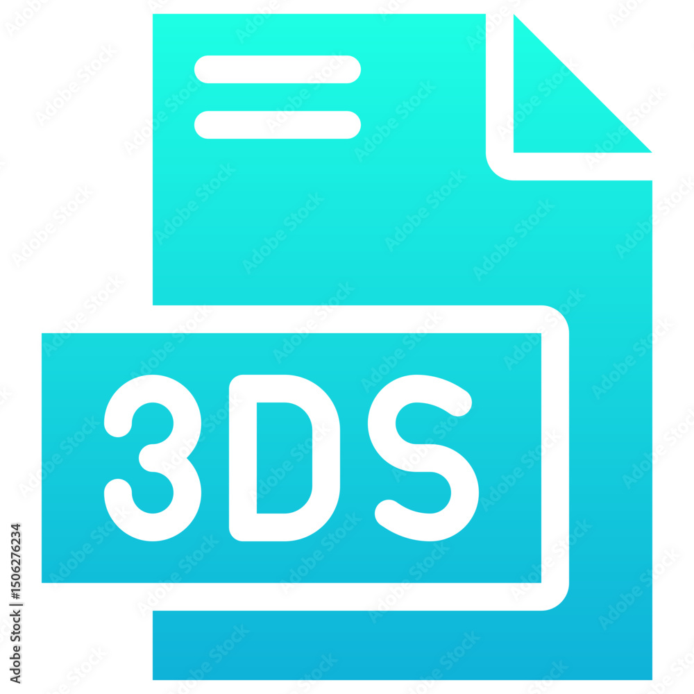 Poster 3ds file format vector icon, isolated on abstract background. silhouette gradient icon.