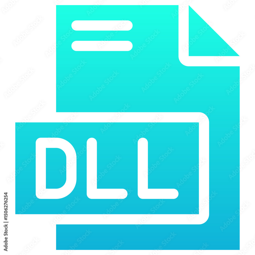 Poster dll file format vector icon, isolated on abstract background. silhouette gradient icon.