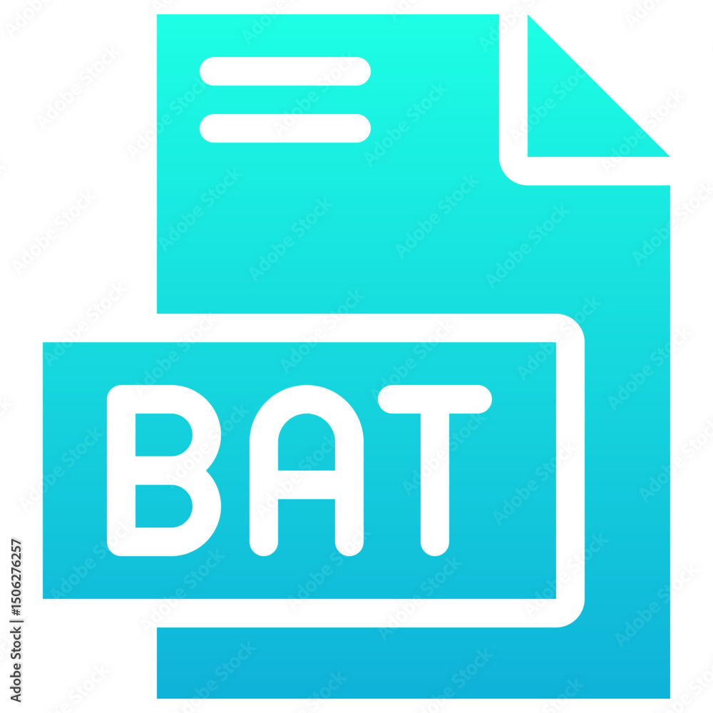 Poster bat file format vector icon, isolated on abstract background. silhouette gradient icon.
