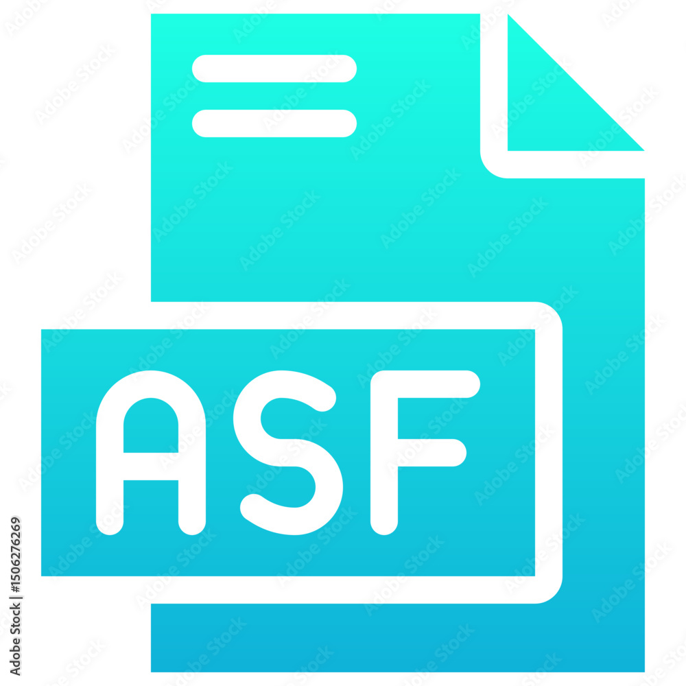 Poster asf file format vector icon, isolated on abstract background. silhouette gradient icon.